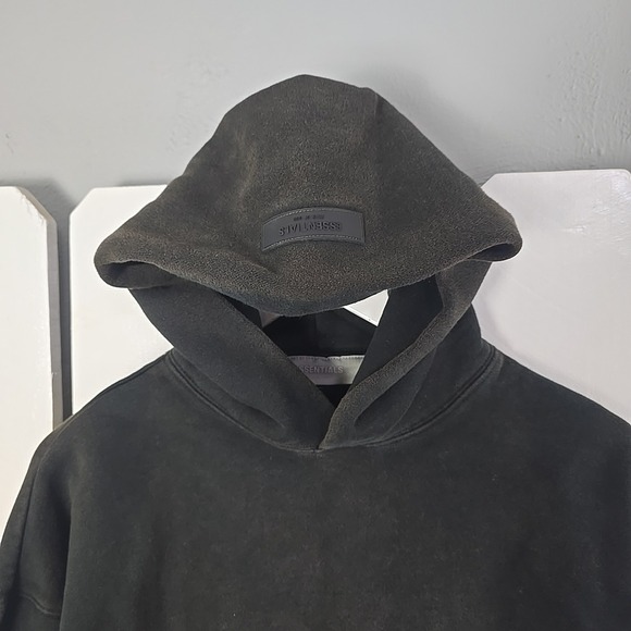Fear of God Essentials Mens Pullover Hoodie Faded Small Black Sweatshirt - Picture 10 of 10